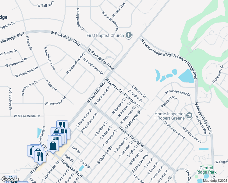 map of restaurants, bars, coffee shops, grocery stores, and more near 28 North Washington Street in Beverly Hills