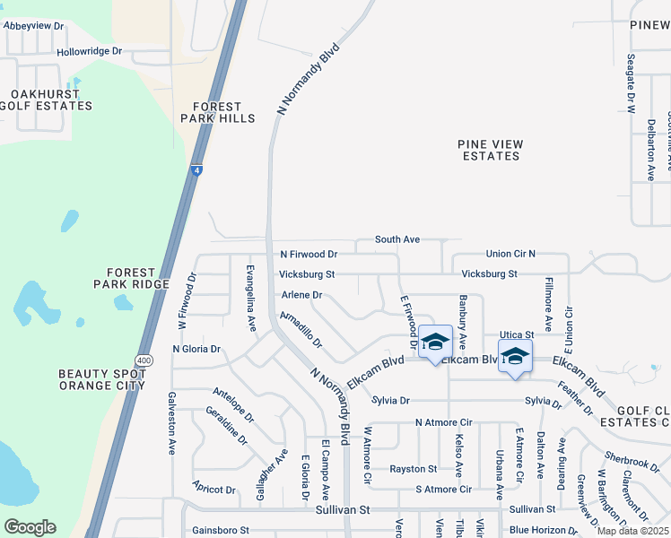 map of restaurants, bars, coffee shops, grocery stores, and more near 668 Vicksburg Street in Deltona