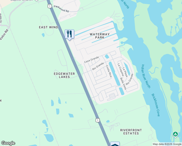 map of restaurants, bars, coffee shops, grocery stores, and more near 100 Rio Grande in Edgewater