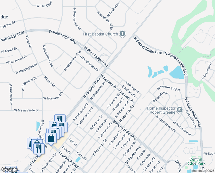 map of restaurants, bars, coffee shops, grocery stores, and more near 28 North Washington Street in Beverly Hills