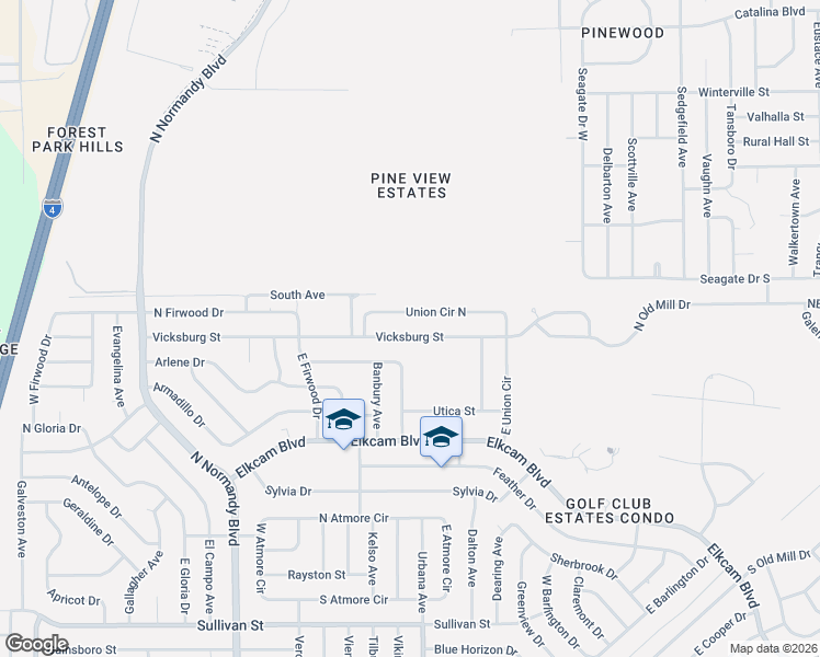 map of restaurants, bars, coffee shops, grocery stores, and more near 926 Vicksburg Street in Deltona