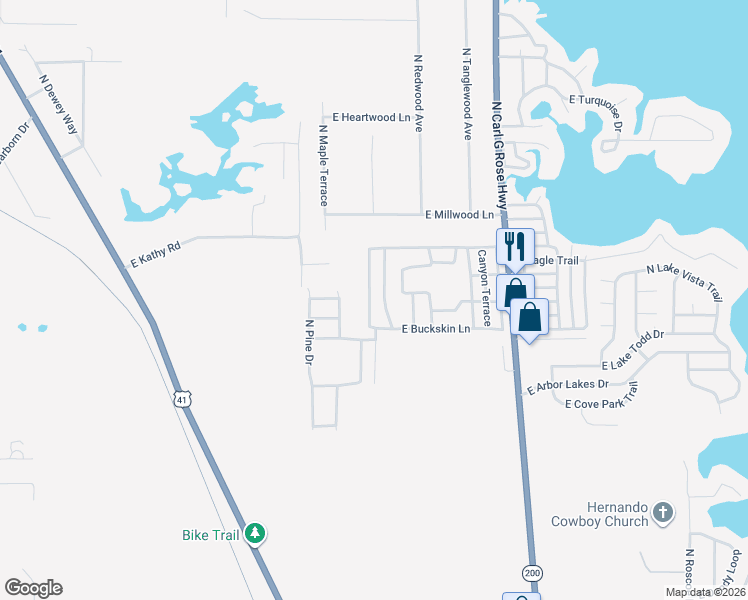 map of restaurants, bars, coffee shops, grocery stores, and more near 4505 North Winchester Terrace in Hernando