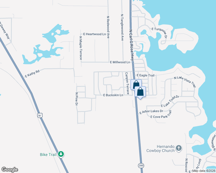 map of restaurants, bars, coffee shops, grocery stores, and more near 4520 North Stetson Terrace in Hernando