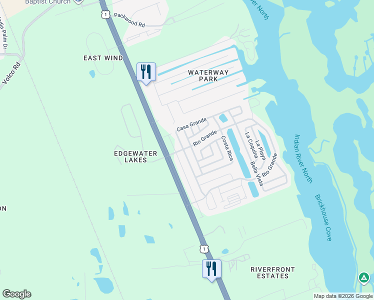map of restaurants, bars, coffee shops, grocery stores, and more near 100 Rio Grande in Edgewater