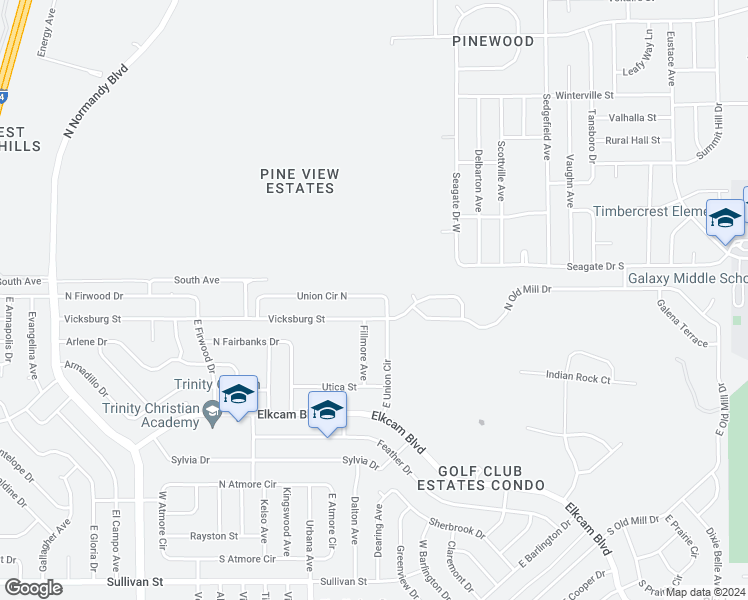 map of restaurants, bars, coffee shops, grocery stores, and more near 979 Union Circle North in Deltona