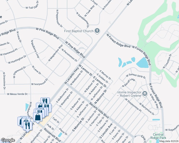map of restaurants, bars, coffee shops, grocery stores, and more near 27 North Washington Street in Beverly Hills