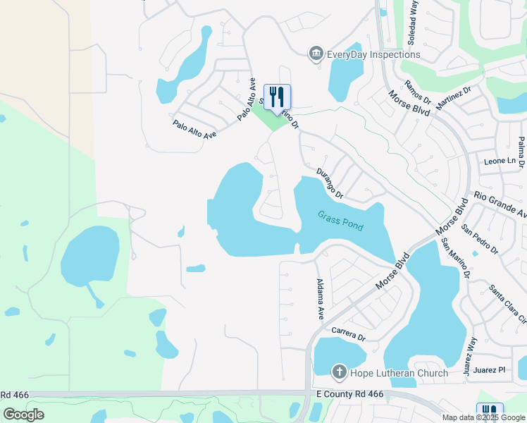 map of restaurants, bars, coffee shops, grocery stores, and more near 614 Cadena Circle in The Villages