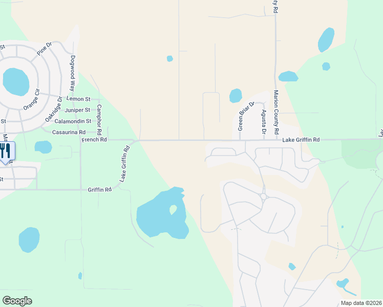 map of restaurants, bars, coffee shops, grocery stores, and more near 5030 Lake Griffin Road in Lady Lake