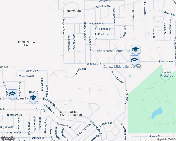 map of restaurants, bars, coffee shops, grocery stores, and more near 1241 North Old Mill Drive in Deltona