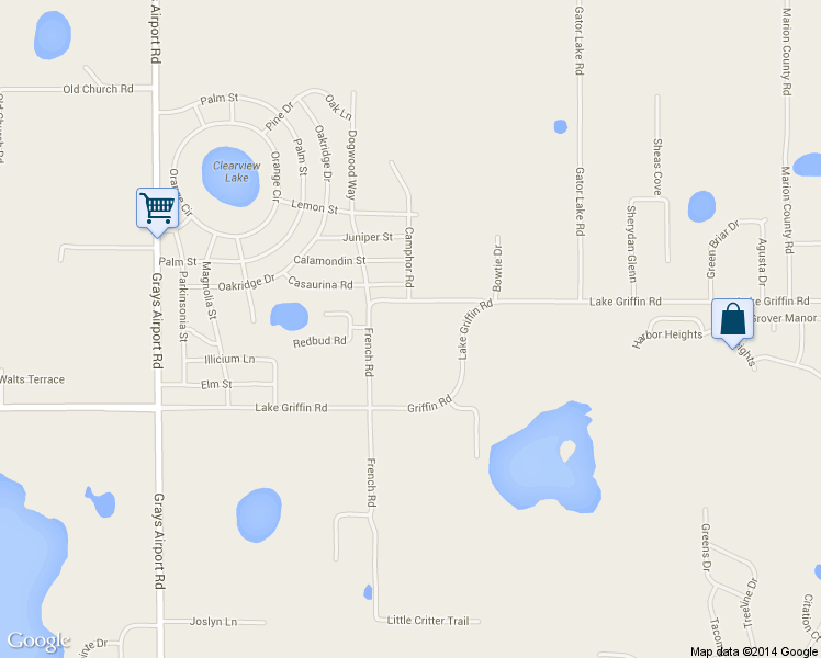 map of restaurants, bars, coffee shops, grocery stores, and more near 40050 French Road in Lady Lake