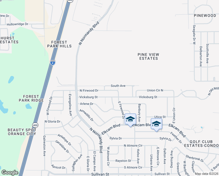 map of restaurants, bars, coffee shops, grocery stores, and more near 702 North Firwood Drive in Deltona