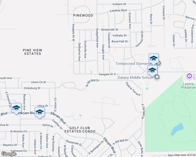 map of restaurants, bars, coffee shops, grocery stores, and more near 1220 North Old Mill Drive in Deltona