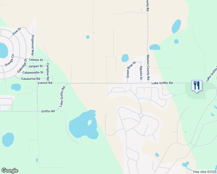 map of restaurants, bars, coffee shops, grocery stores, and more near 5005 Harbor Heights in Lady Lake