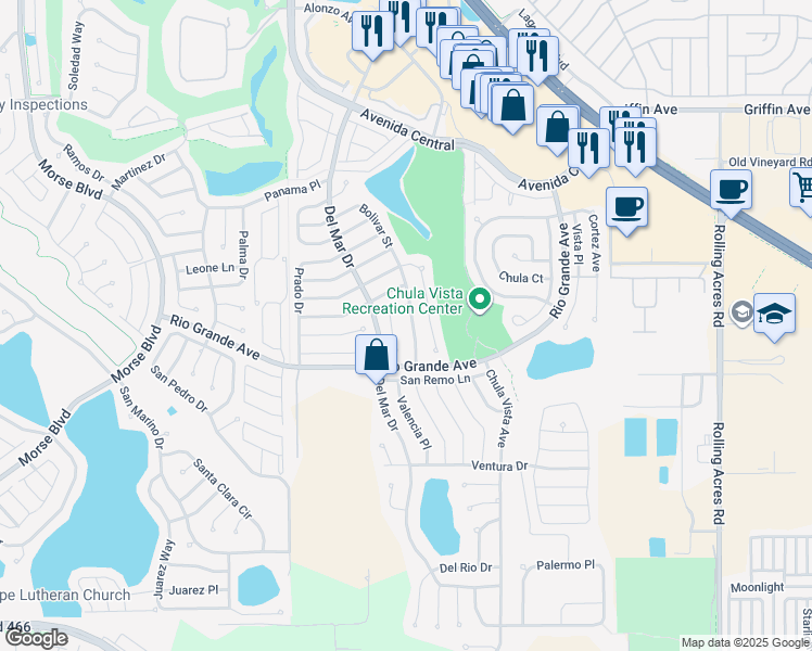 map of restaurants, bars, coffee shops, grocery stores, and more near 716 Bolivar Street in Lady Lake