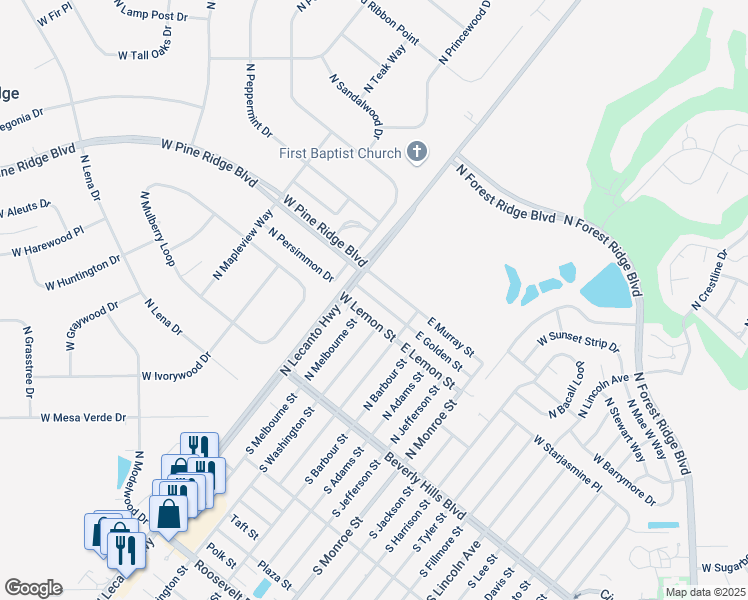 map of restaurants, bars, coffee shops, grocery stores, and more near 12W West Golden Street in Beverly Hills