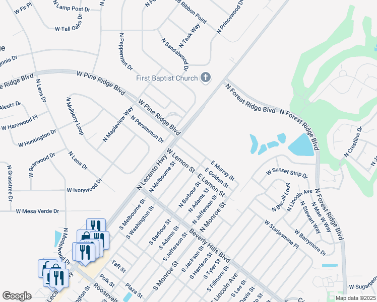 map of restaurants, bars, coffee shops, grocery stores, and more near 12W West Golden Street in Beverly Hills