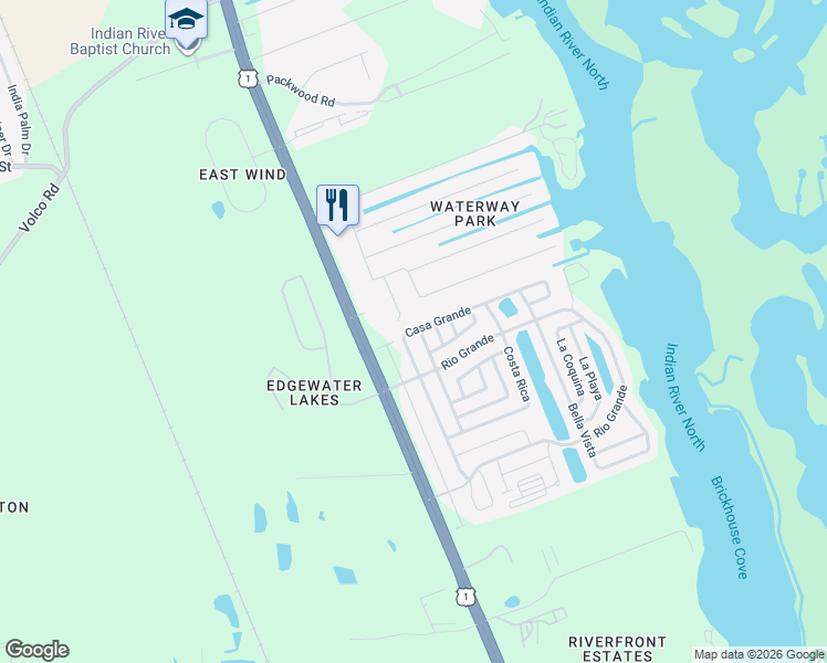 map of restaurants, bars, coffee shops, grocery stores, and more near 365 Los Indios in Edgewater