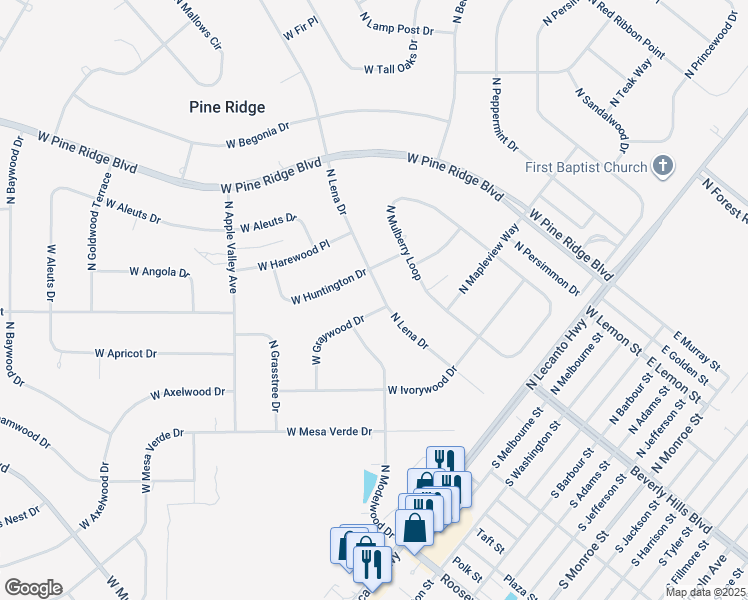 map of restaurants, bars, coffee shops, grocery stores, and more near 1934 West Graywood Drive in Beverly Hills