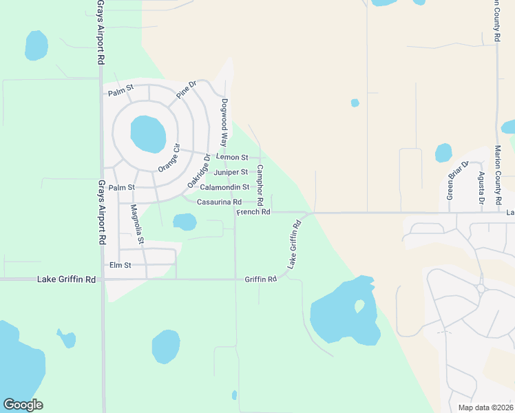 map of restaurants, bars, coffee shops, grocery stores, and more near 40050 French Road in Lady Lake
