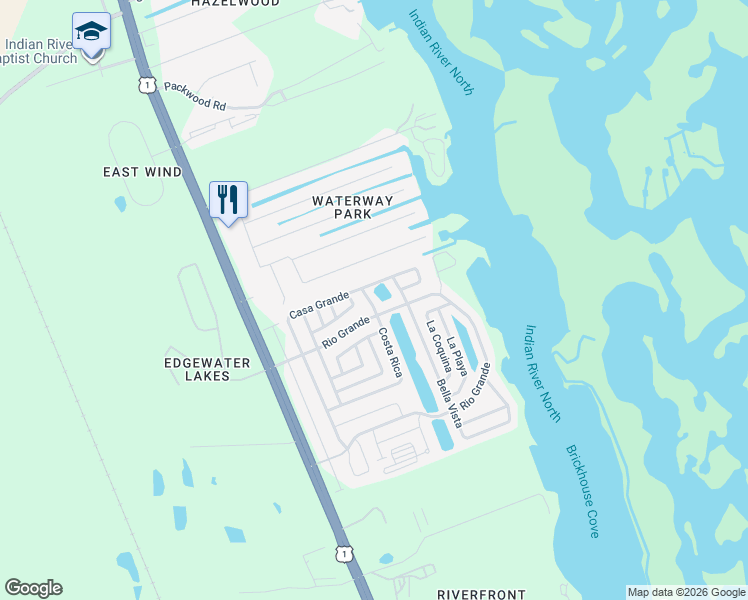 map of restaurants, bars, coffee shops, grocery stores, and more near 200-240 Casa Grande in Edgewater