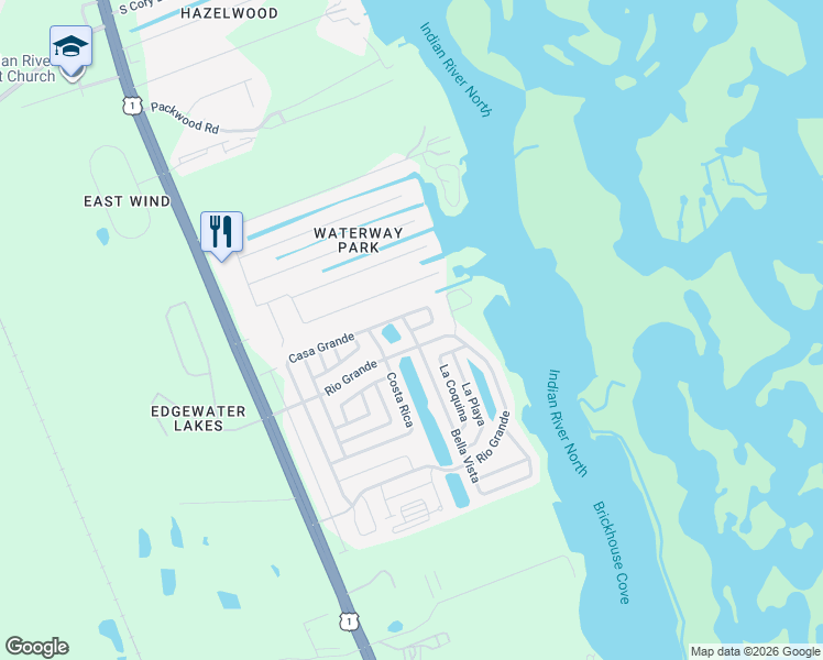 map of restaurants, bars, coffee shops, grocery stores, and more near 198 Casa Grande in Edgewater