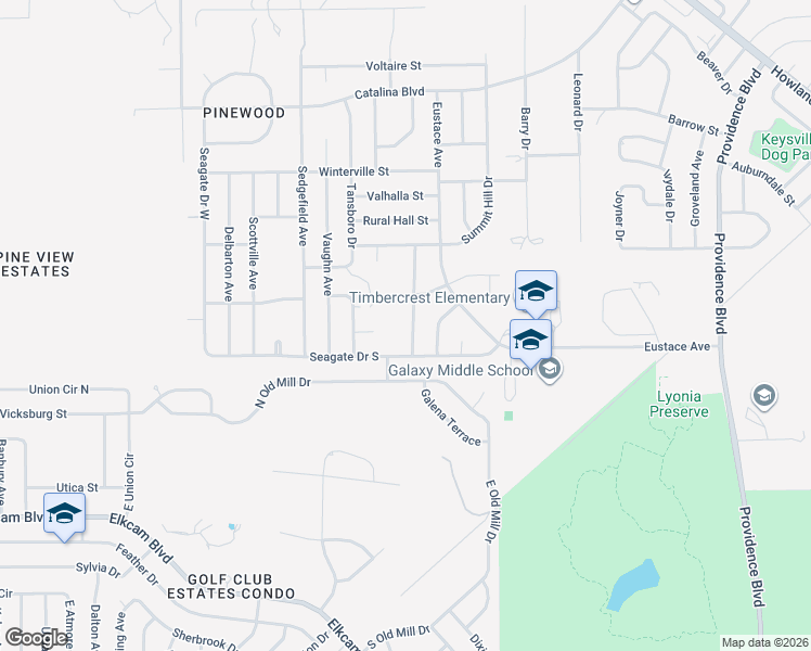 map of restaurants, bars, coffee shops, grocery stores, and more near 2458 Walkertown Avenue in Deltona
