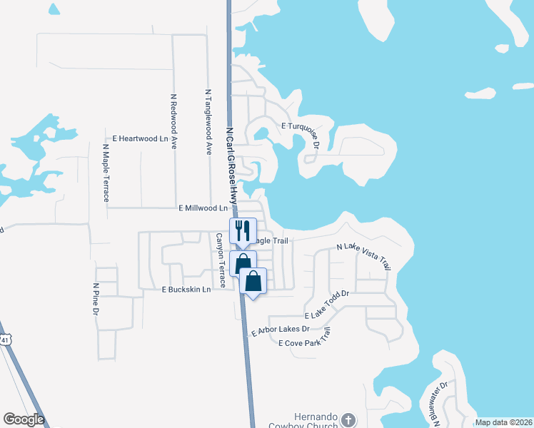 map of restaurants, bars, coffee shops, grocery stores, and more near 4737 North Apache Trail in Hernando