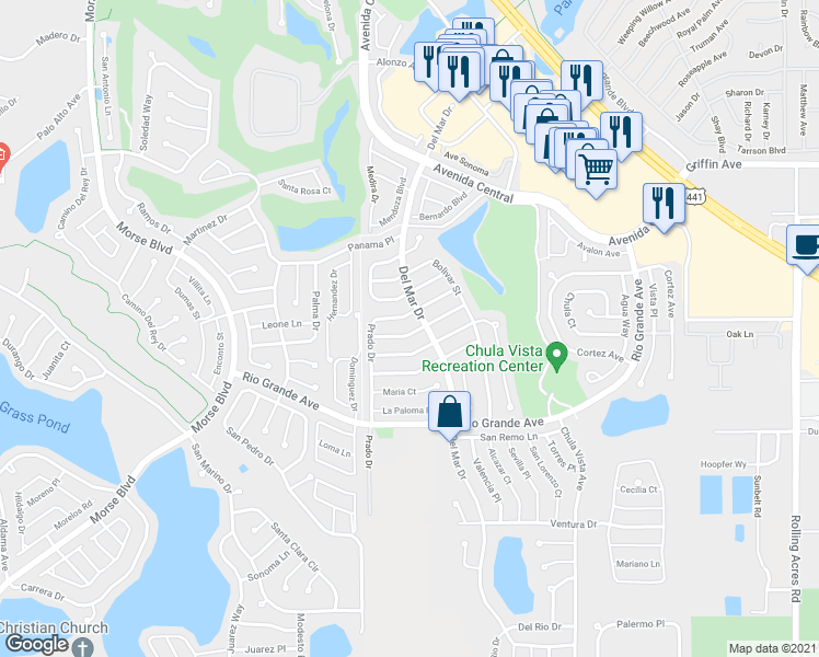 map of restaurants, bars, coffee shops, grocery stores, and more near 1228 Zapata Place in Lady Lake