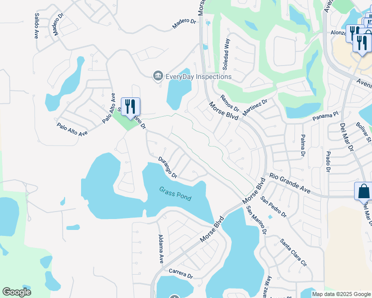 map of restaurants, bars, coffee shops, grocery stores, and more near 717 Del Rosario Street in The Villages