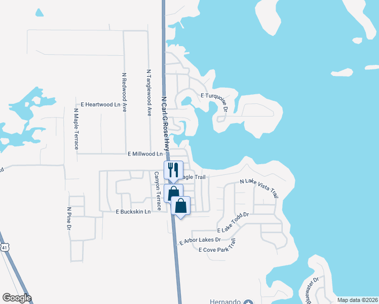 map of restaurants, bars, coffee shops, grocery stores, and more near 4737 North Apache Trail in Hernando
