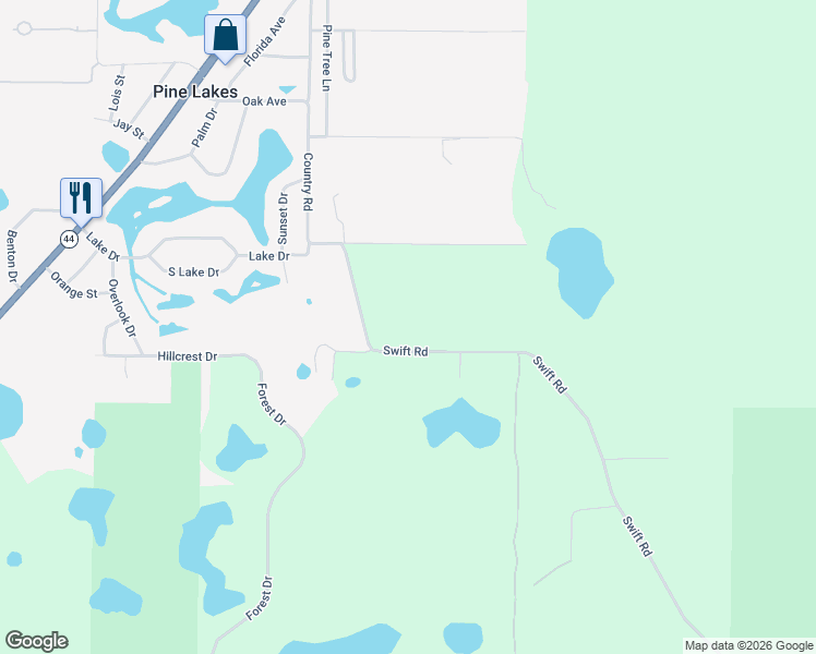 map of restaurants, bars, coffee shops, grocery stores, and more near 40140 Swift Road in Eustis