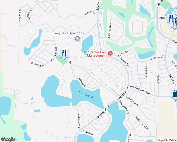 map of restaurants, bars, coffee shops, grocery stores, and more near 715 San Marino Drive in The Villages