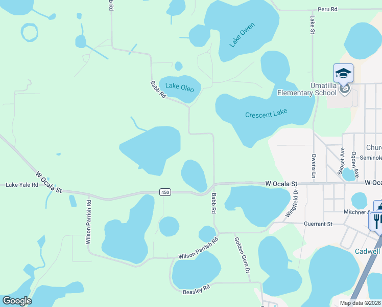 map of restaurants, bars, coffee shops, grocery stores, and more near 40233 Babb Road in Umatilla