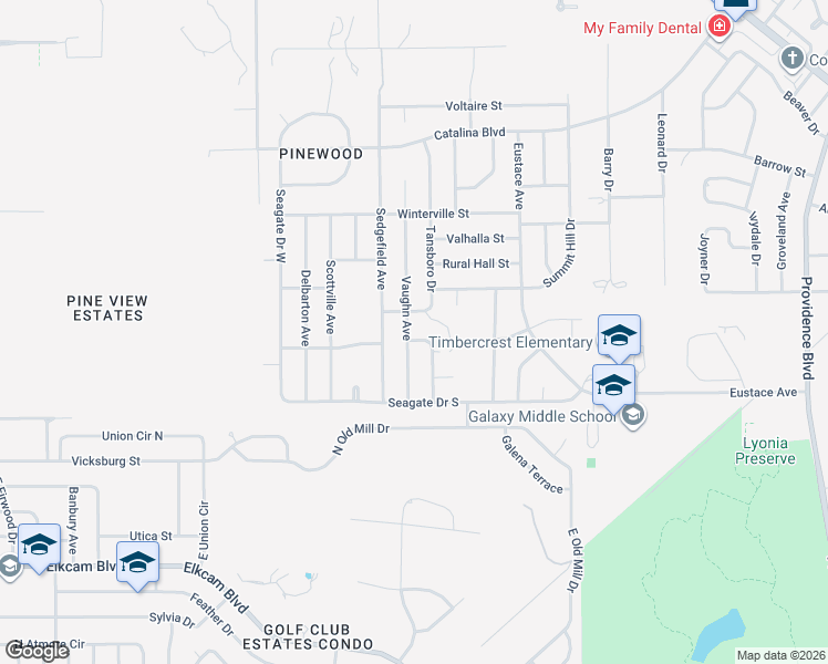map of restaurants, bars, coffee shops, grocery stores, and more near 2487 Unionville Drive in Deltona
