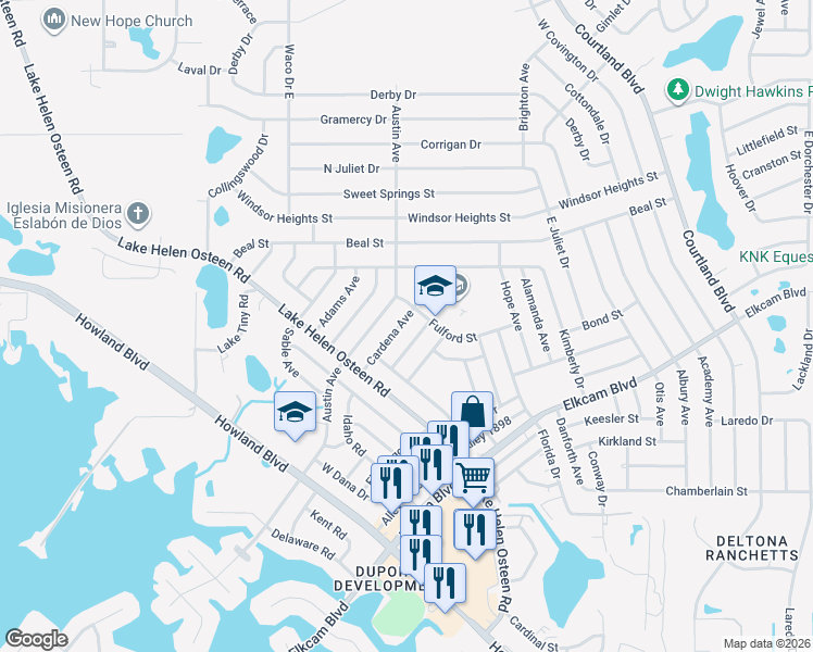 map of restaurants, bars, coffee shops, grocery stores, and more near 2473 Cardena Avenue in Deltona