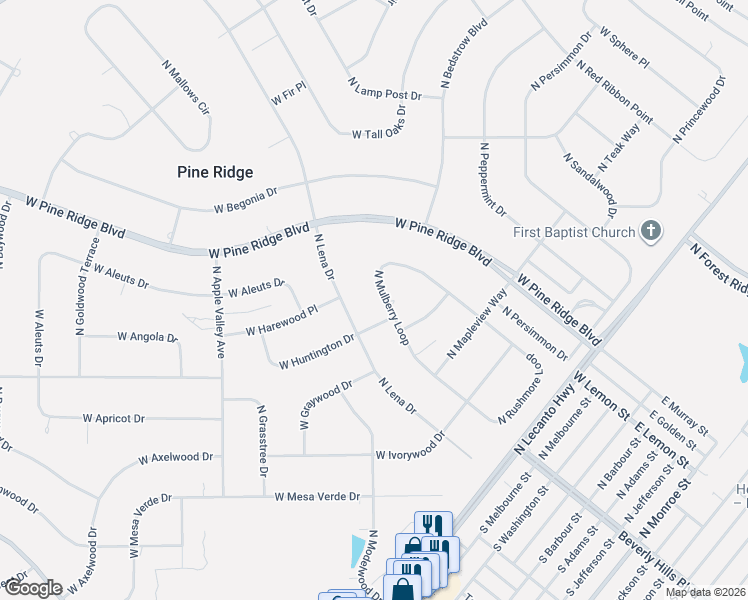 map of restaurants, bars, coffee shops, grocery stores, and more near 4829 North Mulberry Loop in Beverly Hills