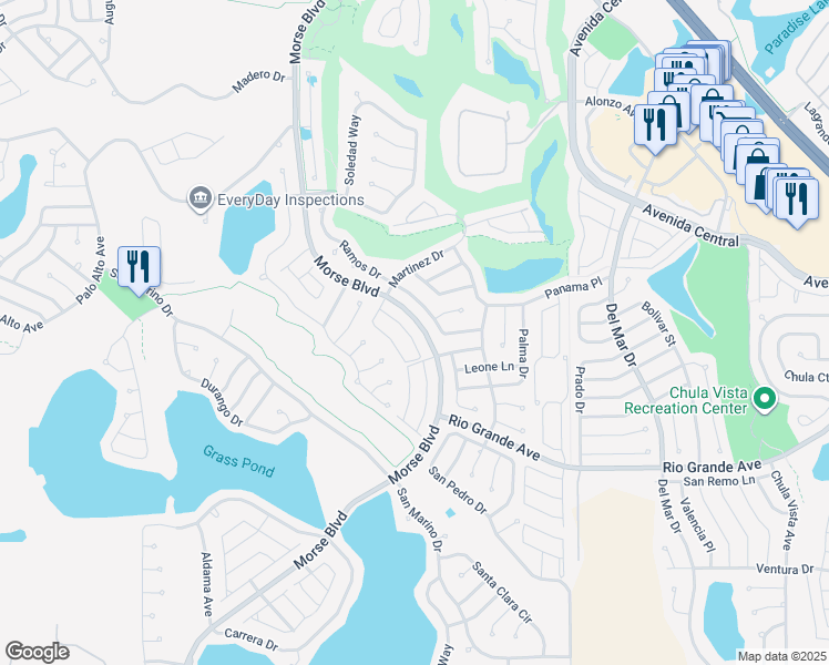 map of restaurants, bars, coffee shops, grocery stores, and more near 715 Villita Lane in The Villages