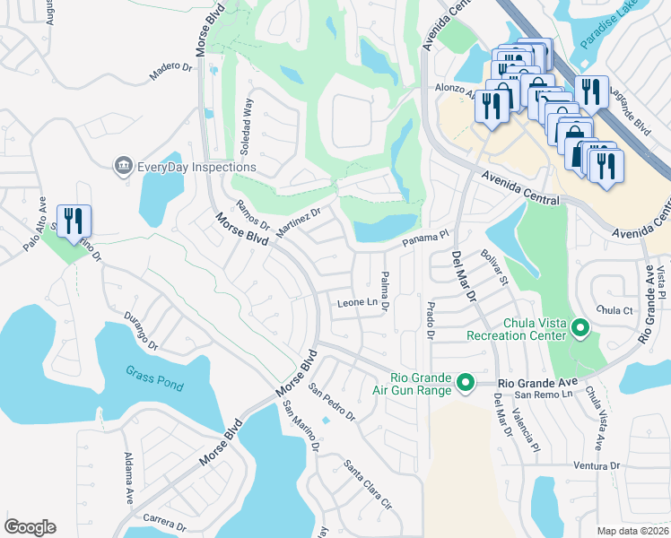 map of restaurants, bars, coffee shops, grocery stores, and more near 812 Ramos Drive in The Villages