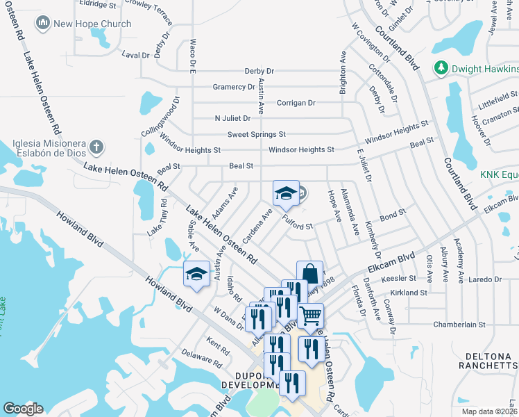 map of restaurants, bars, coffee shops, grocery stores, and more near 2473 Cardena Avenue in Deltona