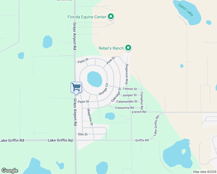 map of restaurants, bars, coffee shops, grocery stores, and more near 40122 Palm Street in Lady Lake