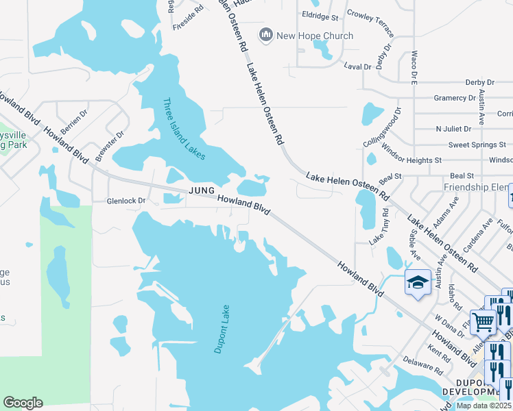map of restaurants, bars, coffee shops, grocery stores, and more near 2122 Kumpula Drive in Deltona