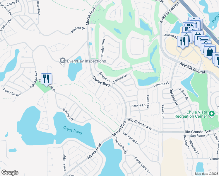 map of restaurants, bars, coffee shops, grocery stores, and more near 748 Angelita Avenue in The Villages