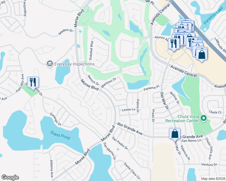 map of restaurants, bars, coffee shops, grocery stores, and more near 829 Ramos Drive in The Villages
