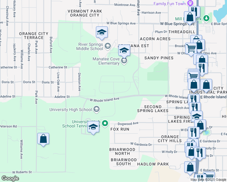 map of restaurants, bars, coffee shops, grocery stores, and more near 950 Compass Landing Avenue in Orange City