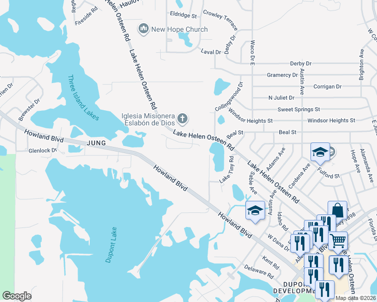 map of restaurants, bars, coffee shops, grocery stores, and more near 2158 Kumpula Drive in Deltona