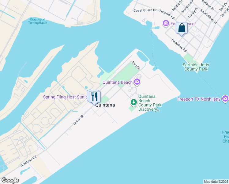 map of restaurants, bars, coffee shops, grocery stores, and more near 622 Burnet Street in Quintana