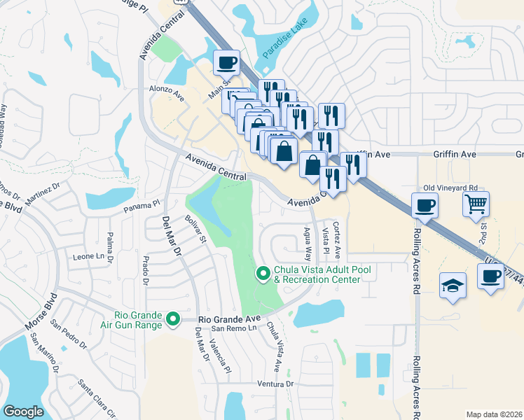 map of restaurants, bars, coffee shops, grocery stores, and more near 803 Las Cruces Court in Lady Lake