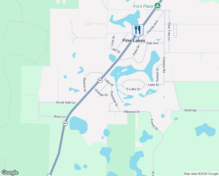 map of restaurants, bars, coffee shops, grocery stores, and more near 40313 Overlook Drive in Eustis