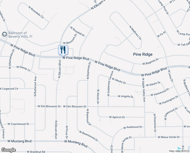 map of restaurants, bars, coffee shops, grocery stores, and more near 2825 West Aleuts Drive in Beverly Hills