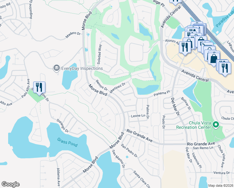 map of restaurants, bars, coffee shops, grocery stores, and more near 829 Ramos Drive in The Villages
